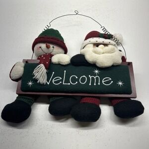 Prima Creations Santa Snowman Plush Christmas Welcome Hanging‎ Decor